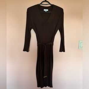 Calvin Klein Ribbed Chocolate Brown Sweater Dress